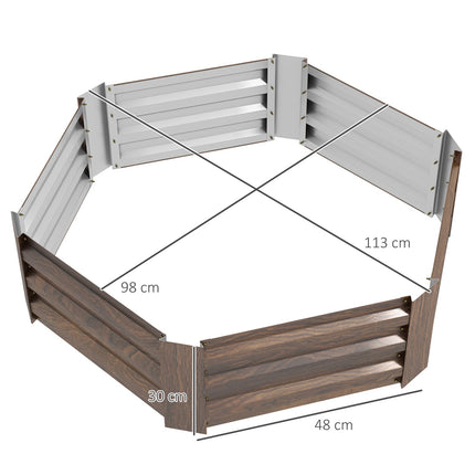 Hexagonal raised garden bed, wood effect, dark brown