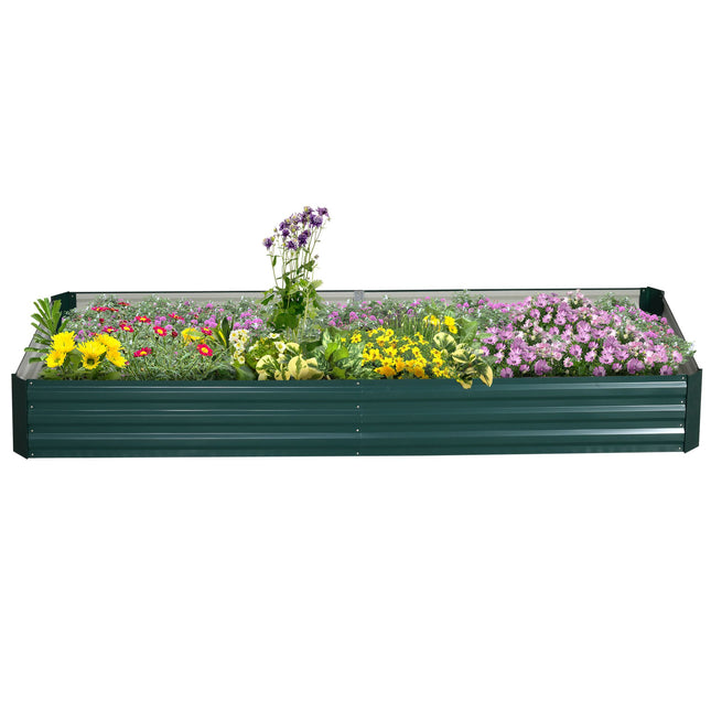 Steel Raised Garden Bed, Green, 241 x 90.5 x 30 cm