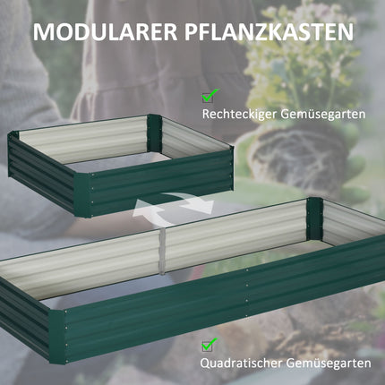 Steel Raised Garden Bed, Green, 241 x 90.5 x 30 cm