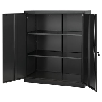 Steel Storage Cabinet 106 cm, Lockable, 2 Adjustable Shelves