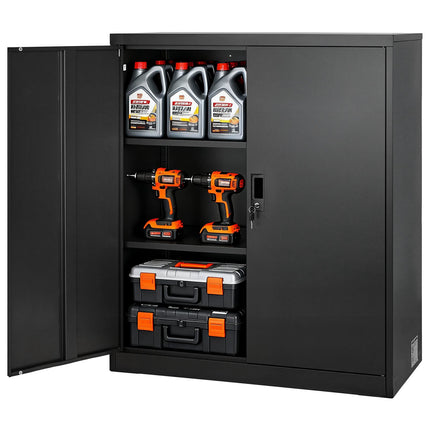 Steel Storage Cabinet 106 cm, Lockable, 2 Adjustable Shelves