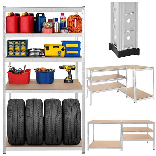Steel Storage Rack, 5 Shelves, 180x100x60 cm, 1 Ton Capacity