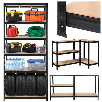 Steel Storage Rack, 5 Shelves, 220x100x45 cm, Black