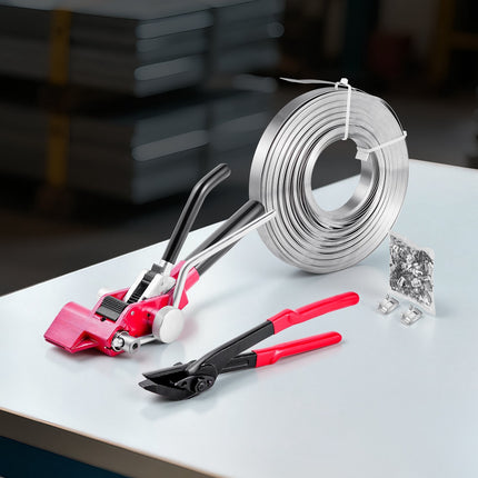 Steel Strapping Kit, Tensioner Cutter, 60 m, 200 Seals