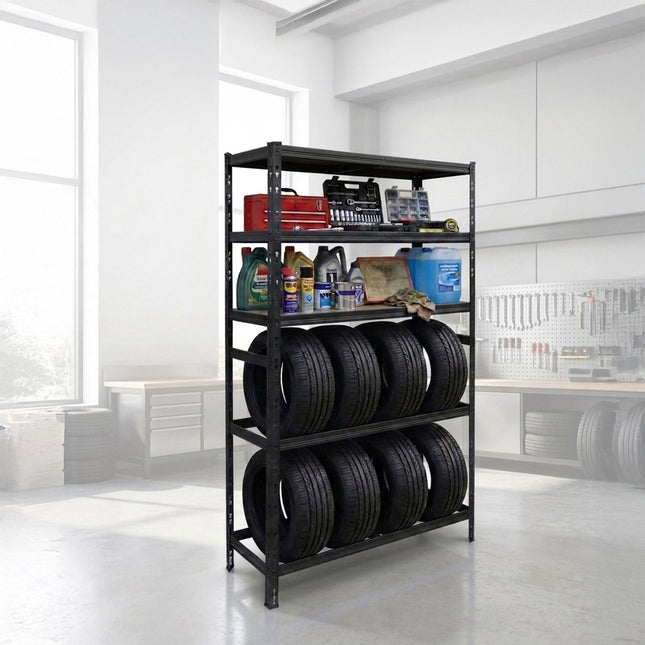Steel Tire Rack, 3 Shelves – Adjustable Spacing