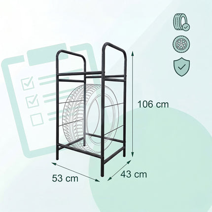 Steel Tire Rack – Garage Storage, Protective Feet