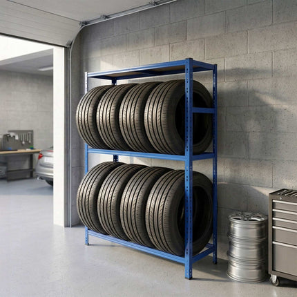 Steel Tire Rack With Adjustable Shelves, Easy Assembly