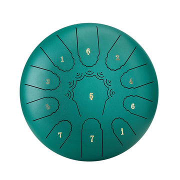Steel Tongue Drum 10-Inch, 11-Note C Major, Green