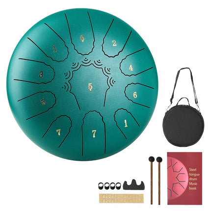 Steel Tongue Drum 10-Inch, 11-Note C Major, Green