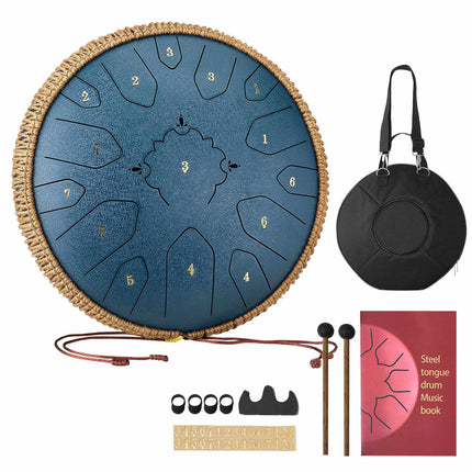 Steel Tongue Drum, 13-Inch 15-Note D Major, Mallets, Music Book