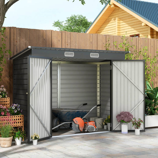 Steel tool shed with lock - UV protected, double door