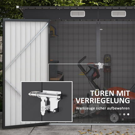 Steel tool shed with lock - UV protected, double door
