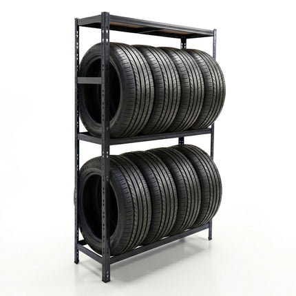 Steel Tyre Rack – Adjustable Shelves, Space-Saving Storage