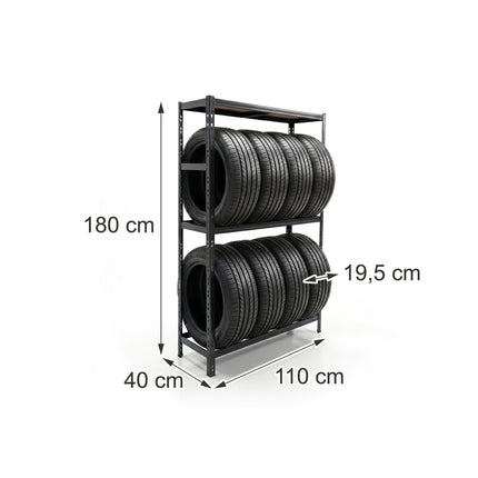 Steel Tyre Rack – Adjustable Shelves, Space-Saving Storage
