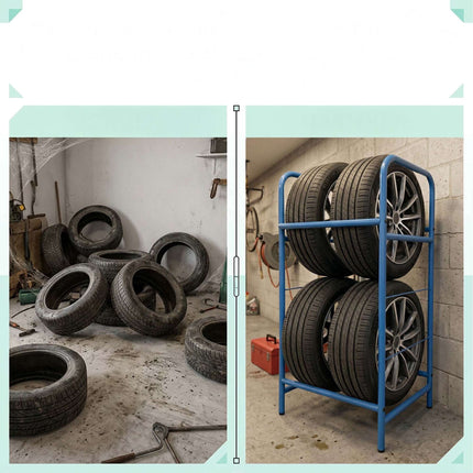 Steel Tyre Rack – Garage Storage, Holds 4 Tyres