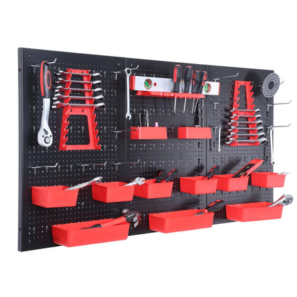 Steel Wall-Mounted Pegboard Tool Organizer Set
