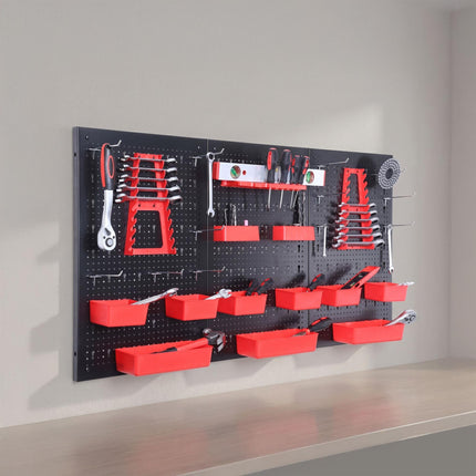 Steel Wall-Mounted Pegboard Tool Organizer Set