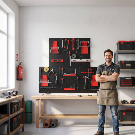 Steel Wall-Mounted Tool Pegboard With Hook Set