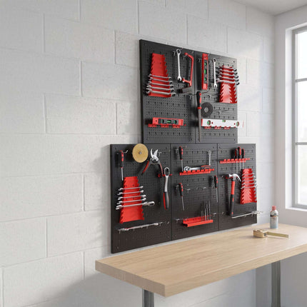 Steel Wall-Mounted Tool Pegboard With Hook Set