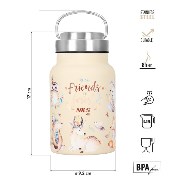 Steel Water Bottle, 520ml, Forest Green