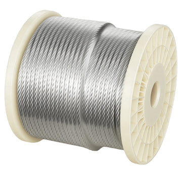 Steel Wire Rope, 1/4 In x 250 Ft, Galvanized, Gloves