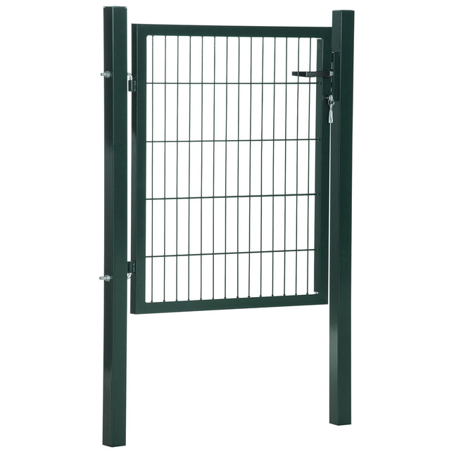 Steel garden gate with handle and lock, 97 x 150 cm, green