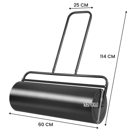 Steel lawn roller with water and sand roller Lawn roller with heavy roller Hand roller with U-shaped handle Black