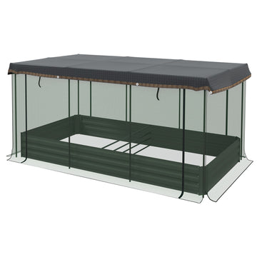 Steel garden bed with bird netting, dark grey, 230x110x110 cm