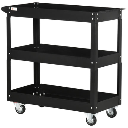 Steel workshop trolley, 3 shelves, wheels, 150 kg Capacity