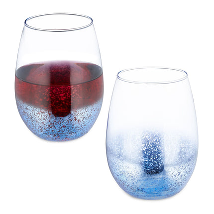 Stemless wine glasses set of 2 blue