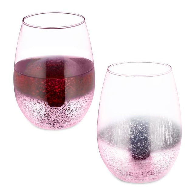 Stemless wine glasses set of 2 pink