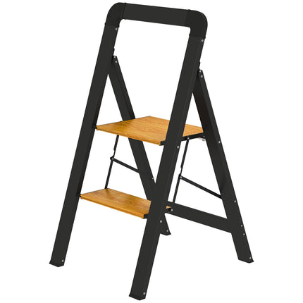 Aluminum ladder - 2 steps, non-slip, 150 kg capacity