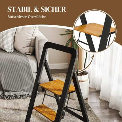 Aluminum ladder - 2 steps, non-slip, 150 kg capacity