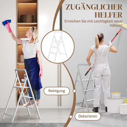Folding aluminum stepladder, anti-slip, 150 kg capacity