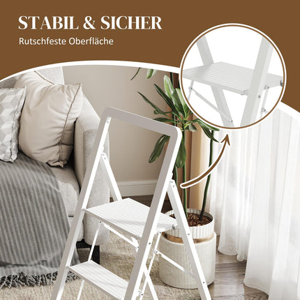 Folding aluminum stepladder, anti-slip, 150 kg capacity