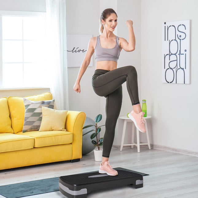 Adjustable Aerobic Stepper, 68x29x15cm, Black/Grey