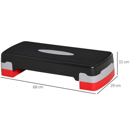 Adjustable Aerobic Stepper - 2 levels, 10/20 cm, black/grey/red