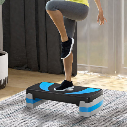 Light blue Aerobic Stepper, adjustable height, 150 kg capacity
