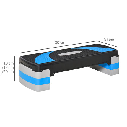 Light blue Aerobic Stepper, adjustable height, 150 kg capacity