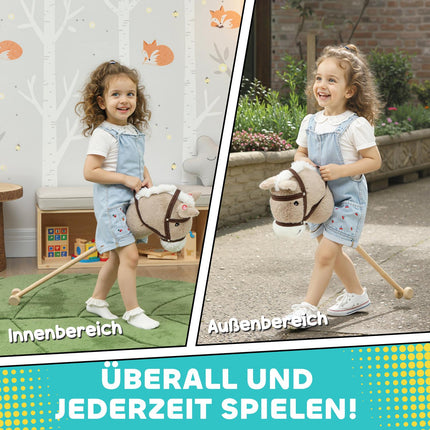 Stick Horse with Sound, Wheels – Kids 24+ Months, Gray