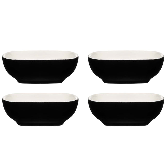 Stoneware Dip Bowls, Black/White, Set of 4, Oven Safe