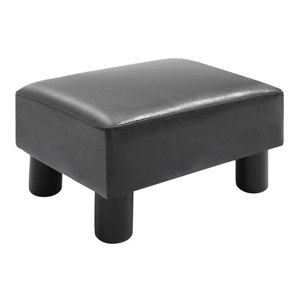 Black Chesterfield stool in artificial leather - 40x30x24cm