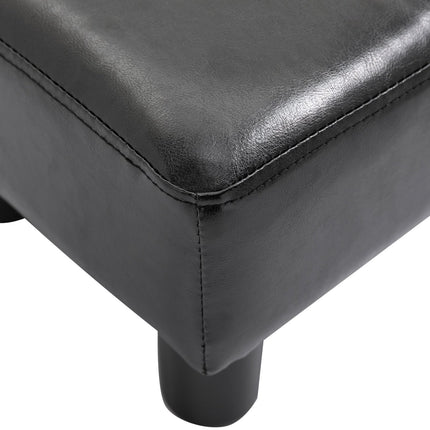 Black Chesterfield stool in artificial leather - 40x30x24cm