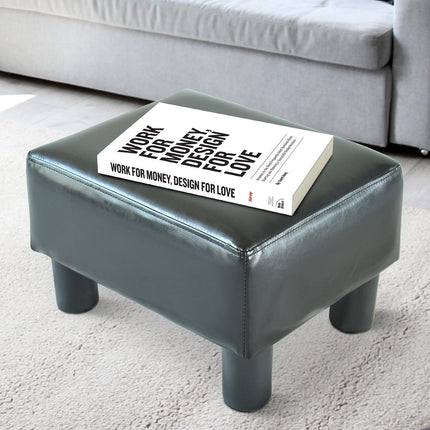 Black Chesterfield stool in artificial leather - 40x30x24cm