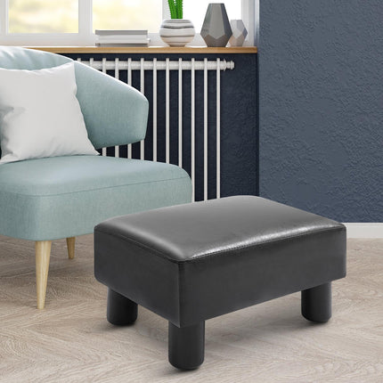 Black Chesterfield stool in artificial leather - 40x30x24cm