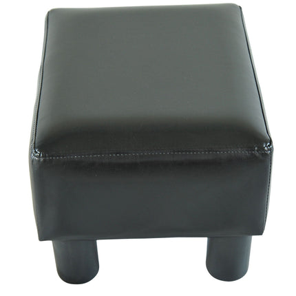 Black Chesterfield stool in artificial leather - 40x30x24cm