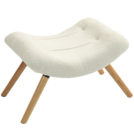 Cream white berber fleece footstool, 120 kg load capacity