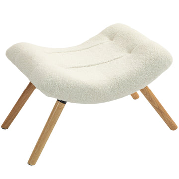 Cream white berber fleece footstool, 120 kg load capacity