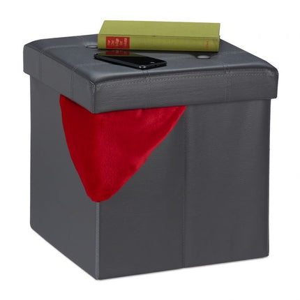 Stool in artificial leather with storage space