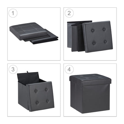 Stool in artificial leather with storage space